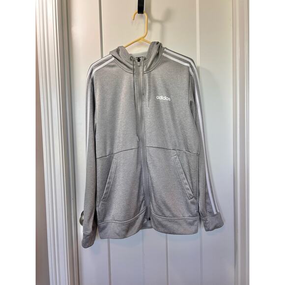 Adidas Men's‎ Fleece Tech Hooded Full Zip Sweatshirt Pullover Gary Size Medium - Picture 3 of 14